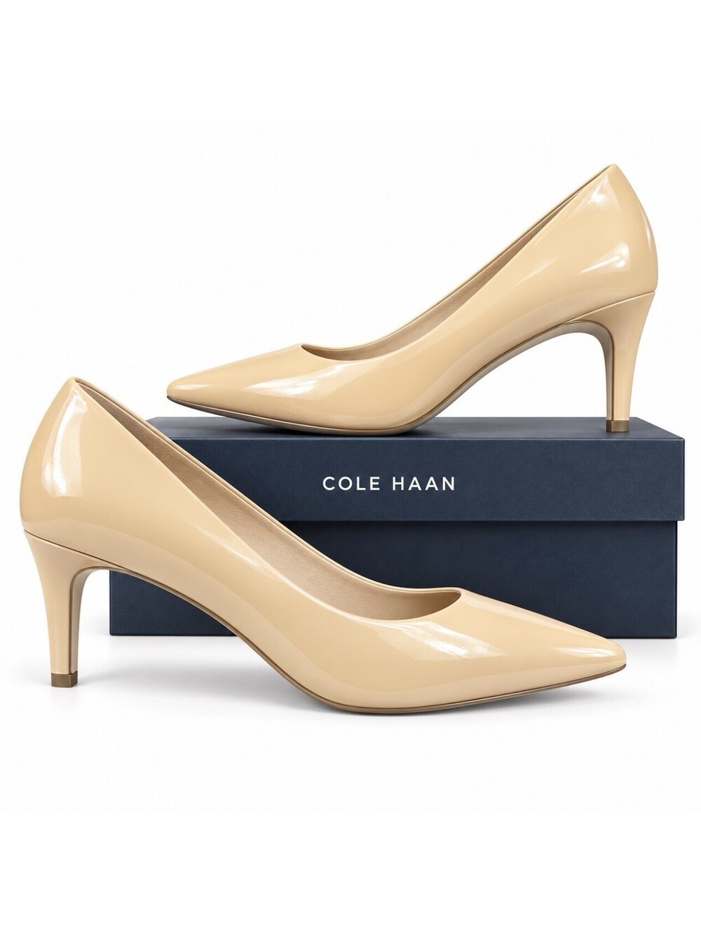 Cole Haan Vandam Pump 65mm Brush Patent Leather Nude Women’s 10.5B W26388 New